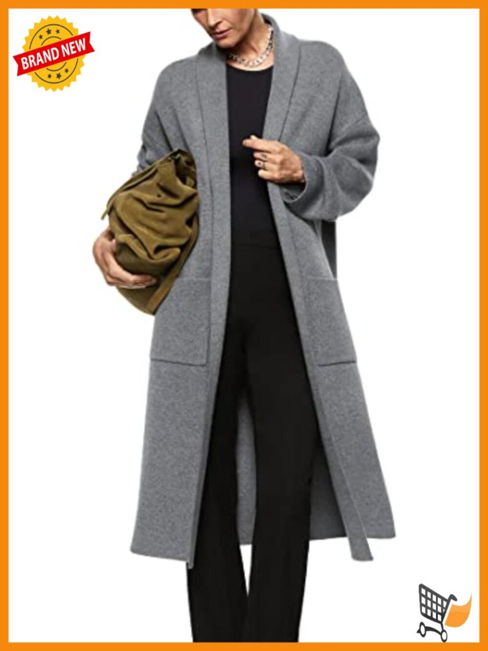 Oversized Open Front Maxi Cardigan Sweater Coat Long Sleeve Knit